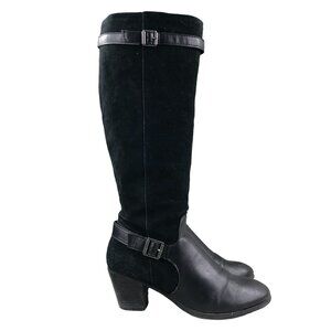 GH Bass & Co Women's Size 8M Noreen Black Leather Block Heel Knee High Boots